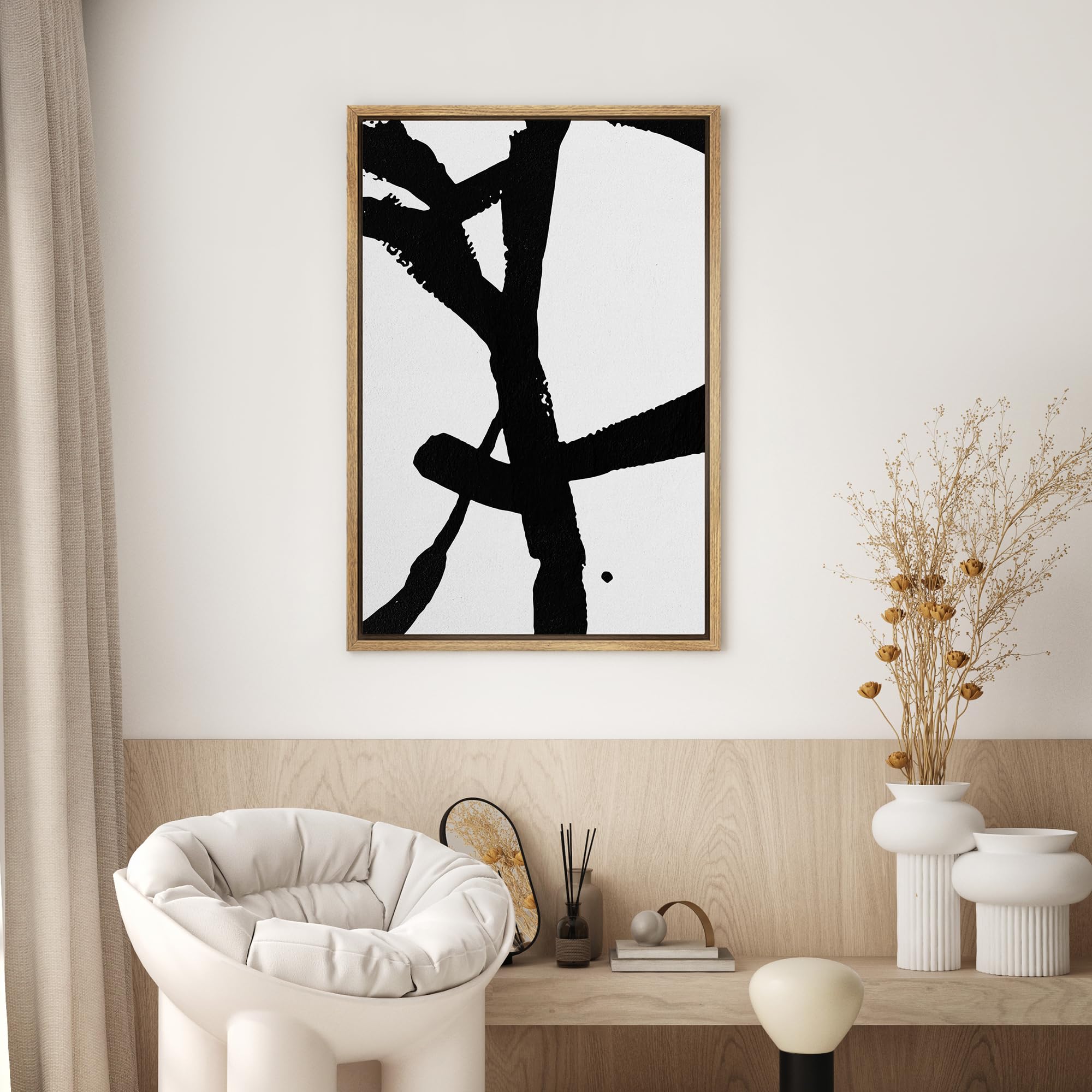 Amazon.com: SIGNWIN Framed Canvas Wall Art Organic Black Lines