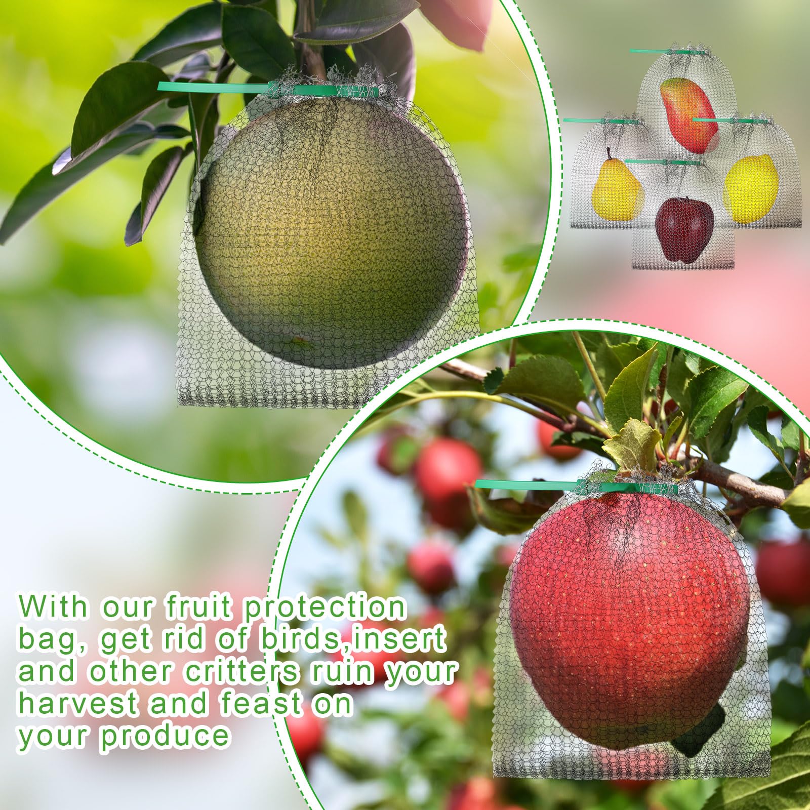 48 bolsas de malla de alambre de protección de frutas de 6 x 8 pulgadas, bolsas de protección de frutas de acero inoxidable, cubierta de frutas, protectores de frutas, bolsas de barrera con