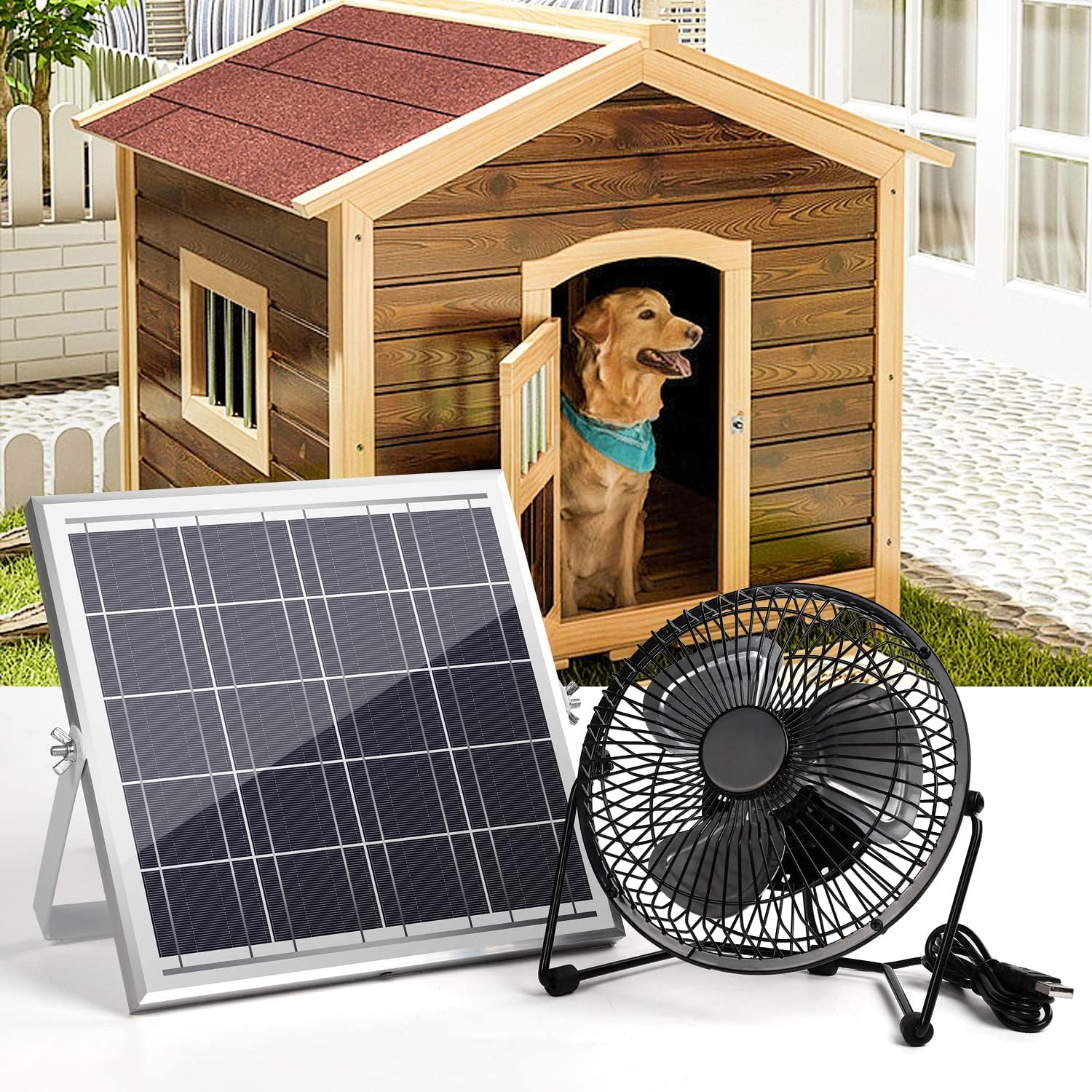 blessny 6 inch Solar Powered Fan, 10W Solar Panel Exhaust Fan High Air
