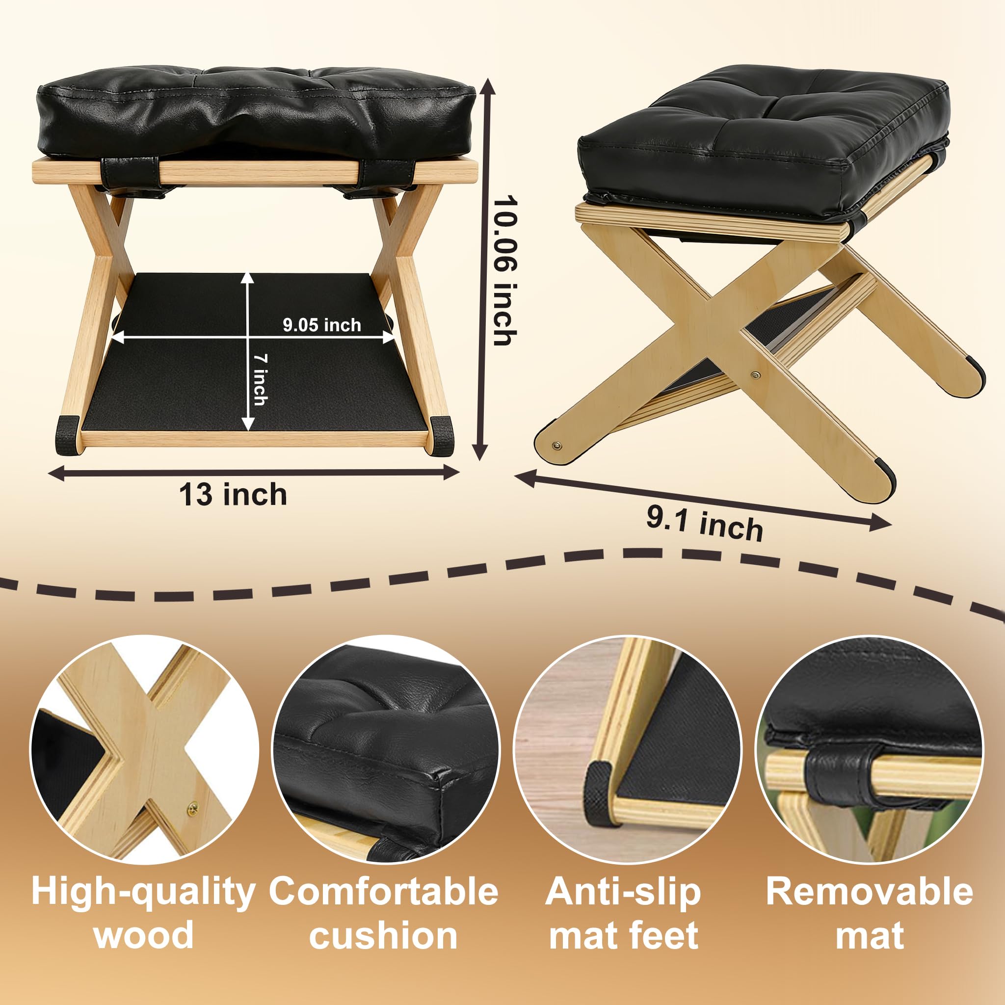 Sgabello Poggiapiedi Ergonomico A Due Livelli Inclinato in Legno Formato Compatto E Resistente Ufficio Casa Appartamento Poggiapiedi da ScrivaniaBlack,13 * 9.1 * 10.06 inch