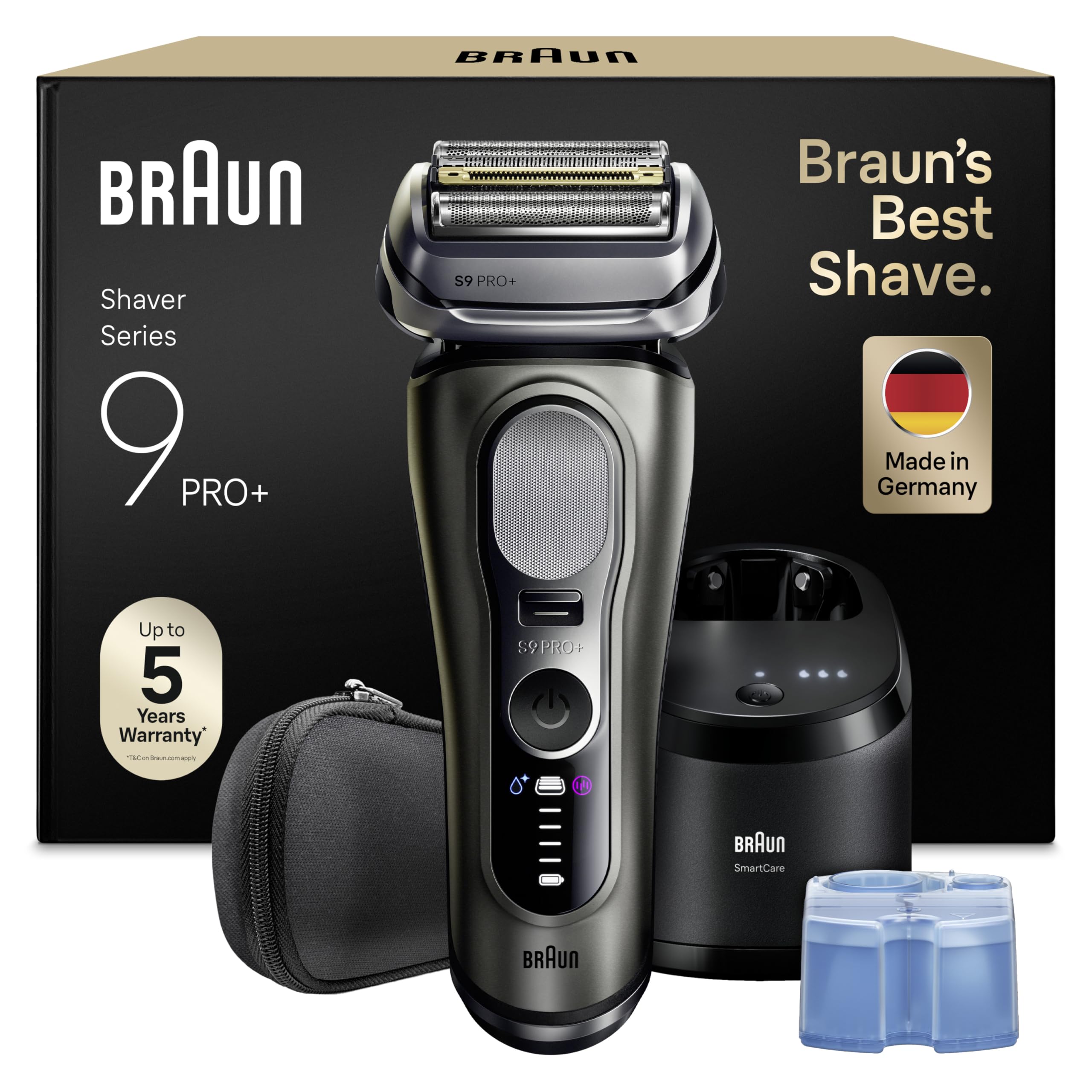 Braun Series 9 Pro+ Afeitadora Eléctrica Hombre, 9665CCE, Grafito - Máquina de Afeitar Barba con TecnologÃa 5+1, Resistente al Agua, Recargable, 60 Min de Uso, Estuche de Viaje, Centro de Limpieza GreenCircle Certified: Certified Energy Savings