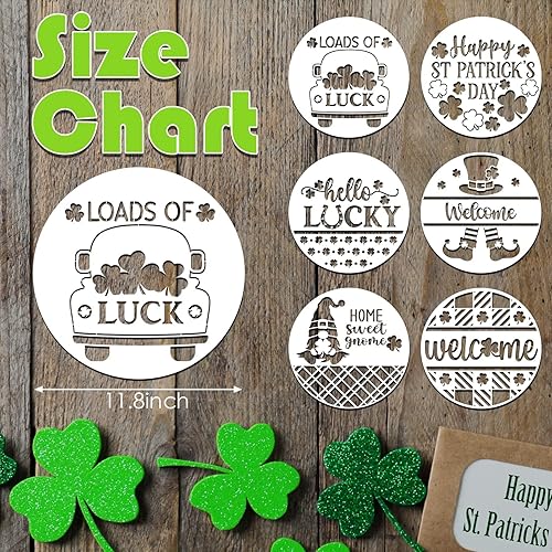 Miniatura 9 de 9 plantillas navideñas para pintar sobre madera de 12 pulgadas, redondas, grandes, reutilizables, plantillas de Feliz Navidad para letreros de