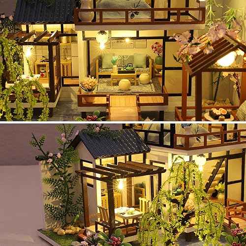 Miniatura 10 de GuDoQi Kit de casa de muñecas en miniatura, kit de casa pequeña con música, kit de casa en miniatura a escala 124, gran regalo de manualidades