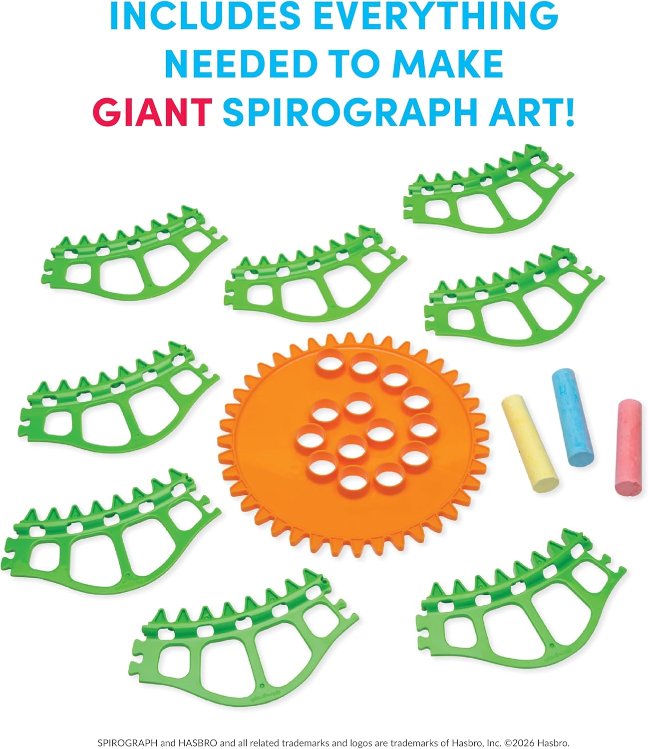Spirograph Giant Outdoor Jumbo Sidewalk Chalk - Arts and Crafts - Outdoor Activities - Outdoor Toys, Kids Toys, Art Supplies, Craft Supplies, Drawing Kit, Spiral Art, Ages 5+