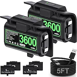 Mocagen Bateria Para Controle Xbox One/Xbox Series X/S, Recarregável Pack One S/X/Elite, Kit De Carregamento Play Com Capas E Cabo