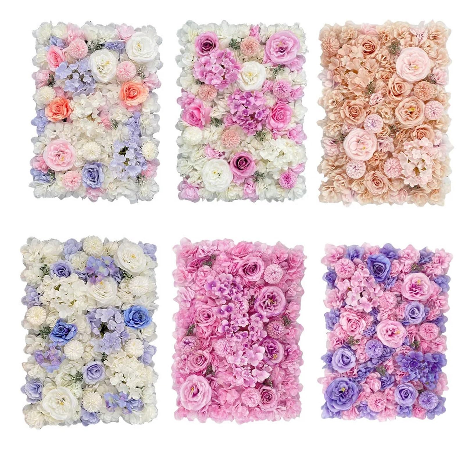 Künstliche Blumenwand Panel Künstliche Blumen-Wandpaneel, Blumenhintergrund, Rose, Hortensie, geeignet for Party, Hochzeit, Brautparty, Outdoor, Heimdekoration(Beige)