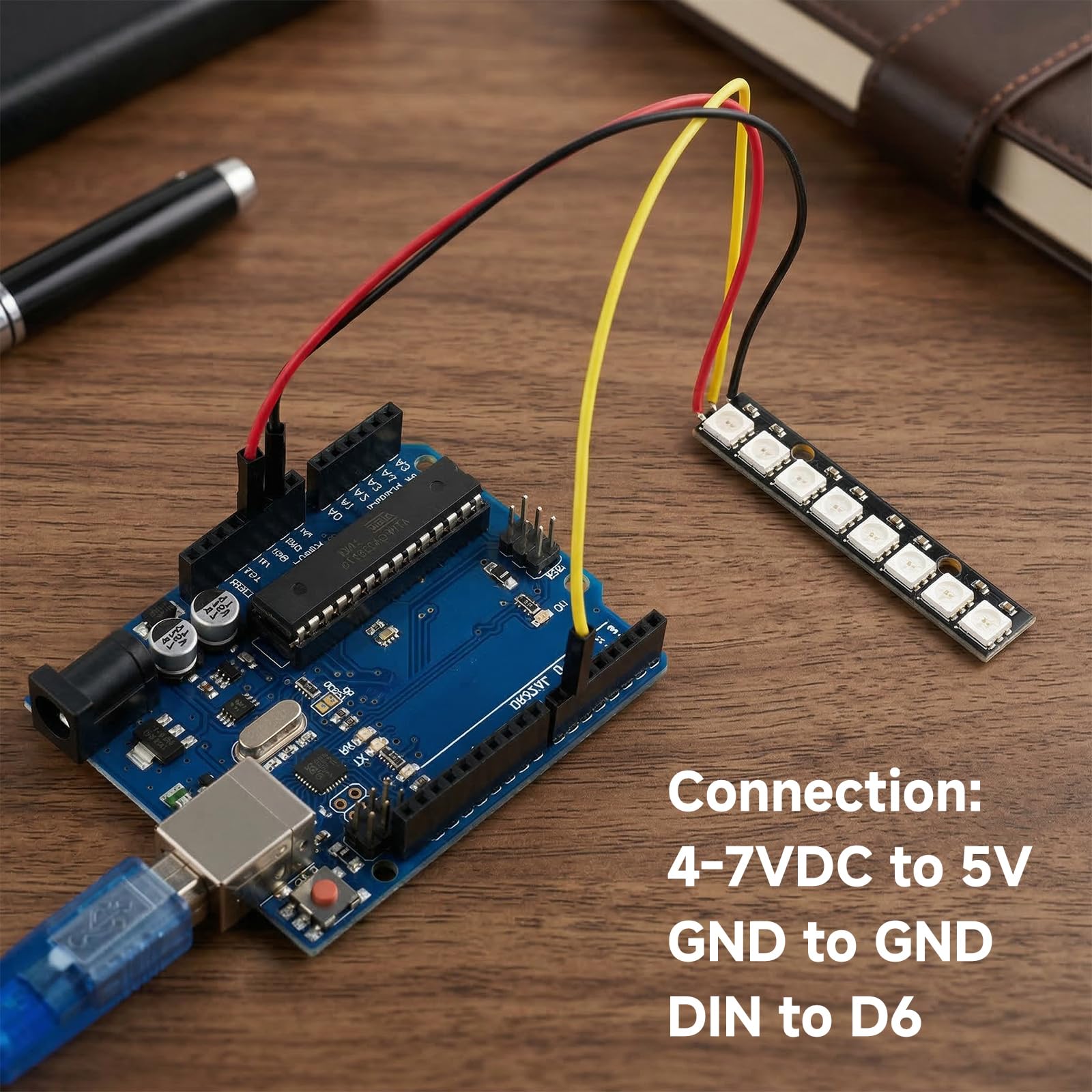 HENGBIRD 10 Pezzi 8 Bit WS2812 Modulo LED RGB Scheda di Sviluppo con Driver Integrato WS2812 5050 RGB 8-Bit Striscia di 8 LED, 5V Programmabile per Arduino Raspberry Pi ESP32