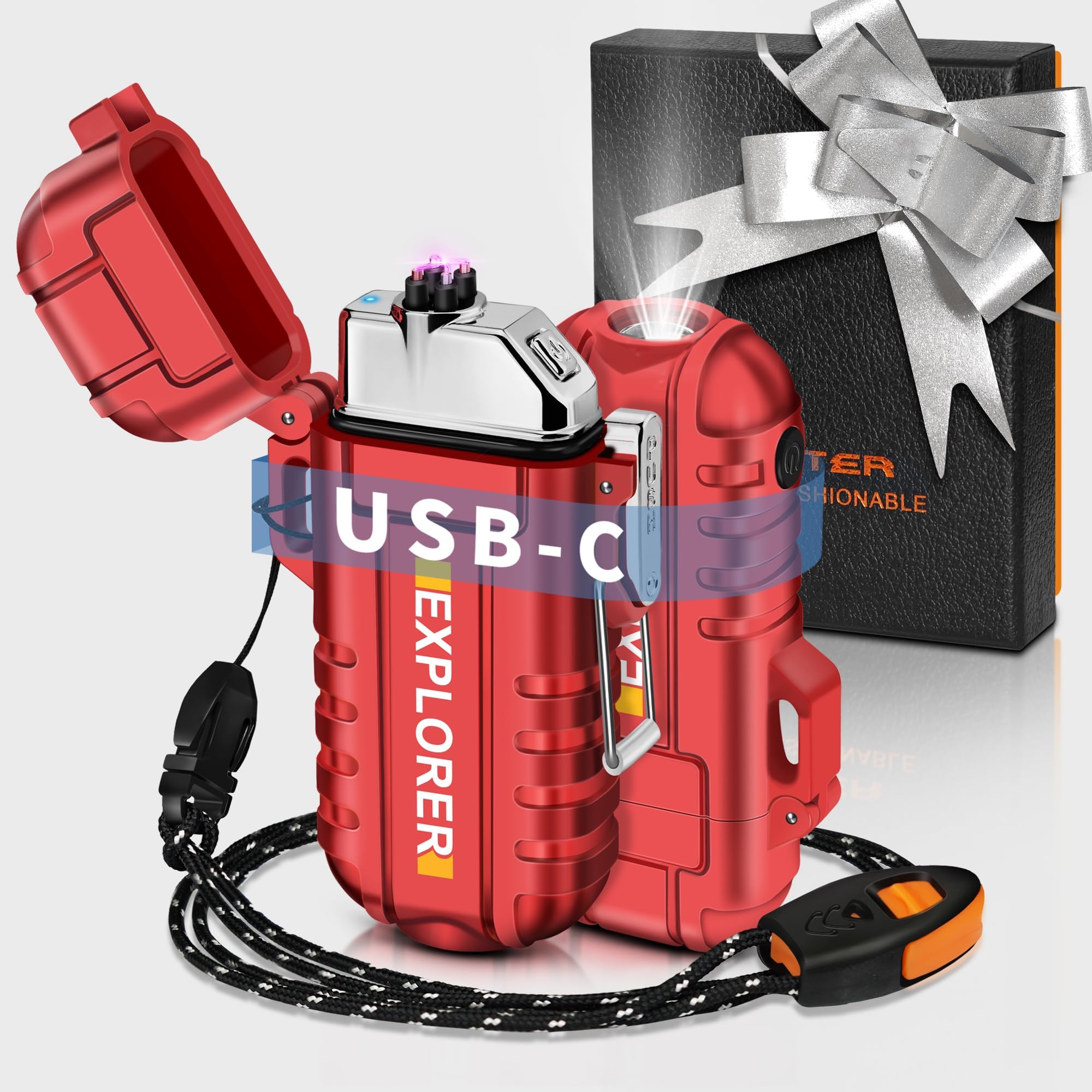 lafagietUSB-C Rechargeable Lighter, Dual Electric arc, Waterproof, Flame-Less, Windproof Plasma lighters for Grill, Survival, Camping, Candle