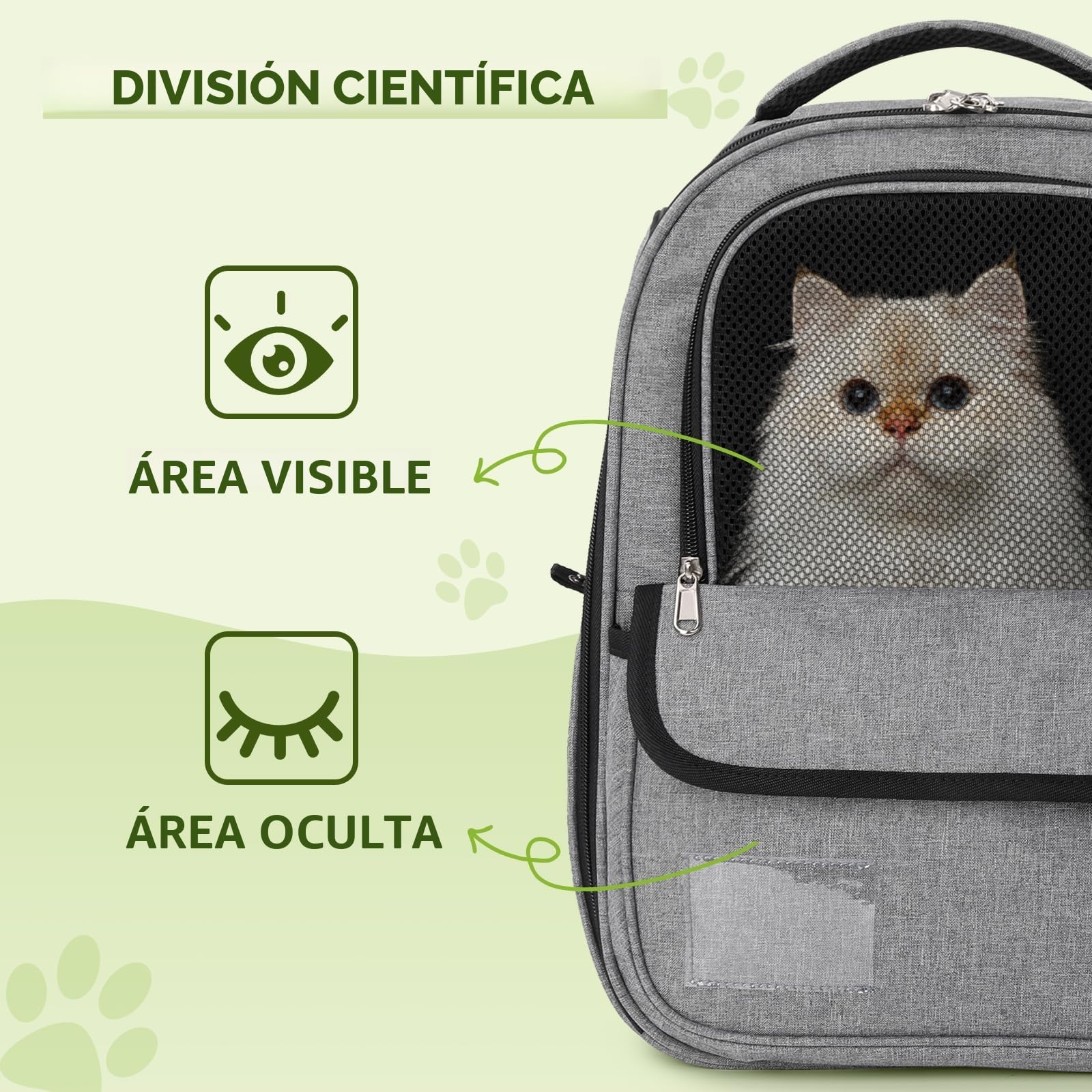 Pecute Transportín Mochila para Gatos y Perros Pequeño con Ventana de Malla,Bolsa Portátil y Plegable para Mascotas Tela Oxford Impermeable Transporte de Viajes Senderismo Camping hasta 6 kg