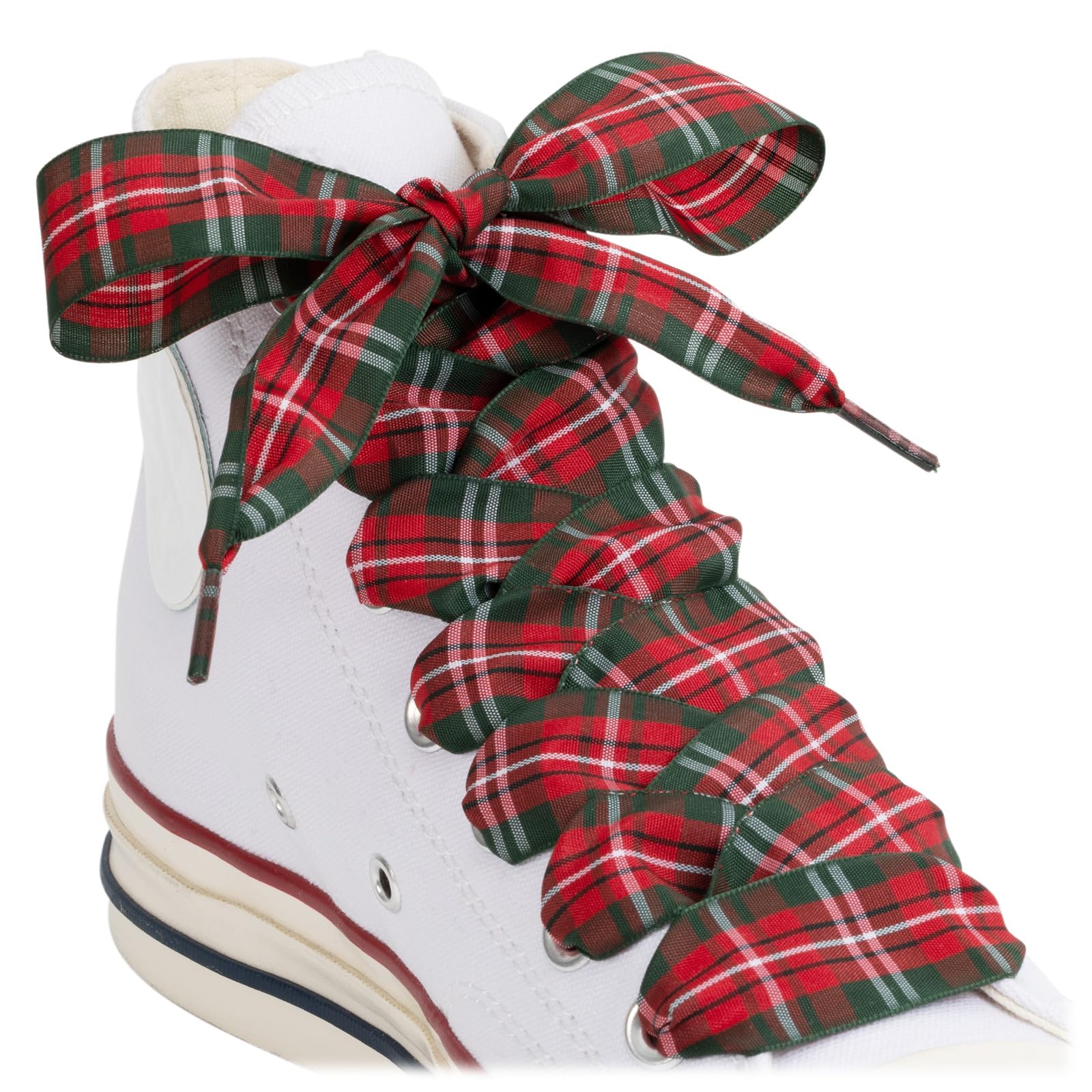 Puzeam 2 Paar Modisch Ribbon Satin Schnürsenkel für Sneaker 25mm Breite Flach Kariert Schuhbänder für Stiefel