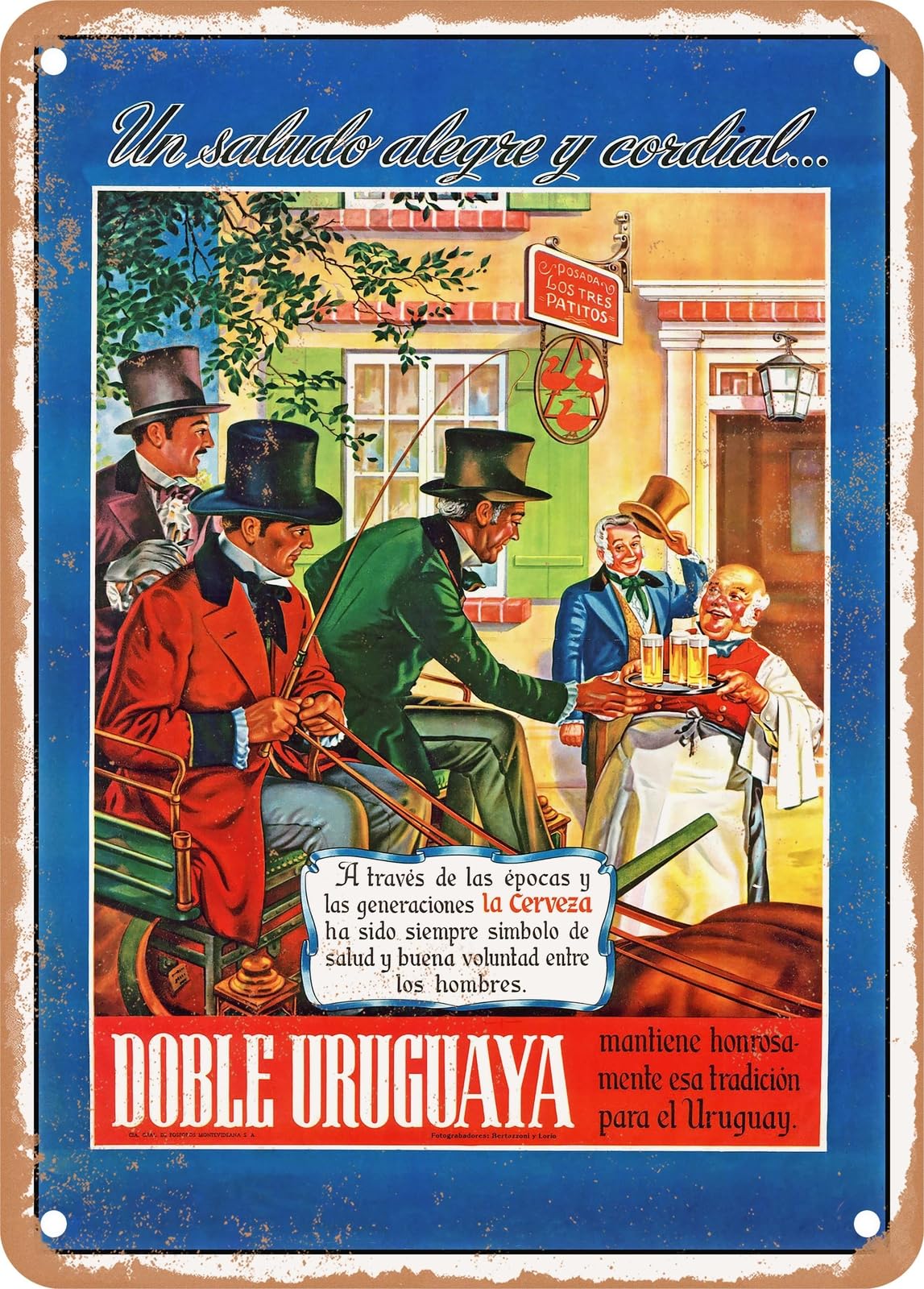 Miaomansenstore Metal Sign - 1930 Double Uruguay: A Cheerful And Cordial Greeting Vintage Ad Home Decor
