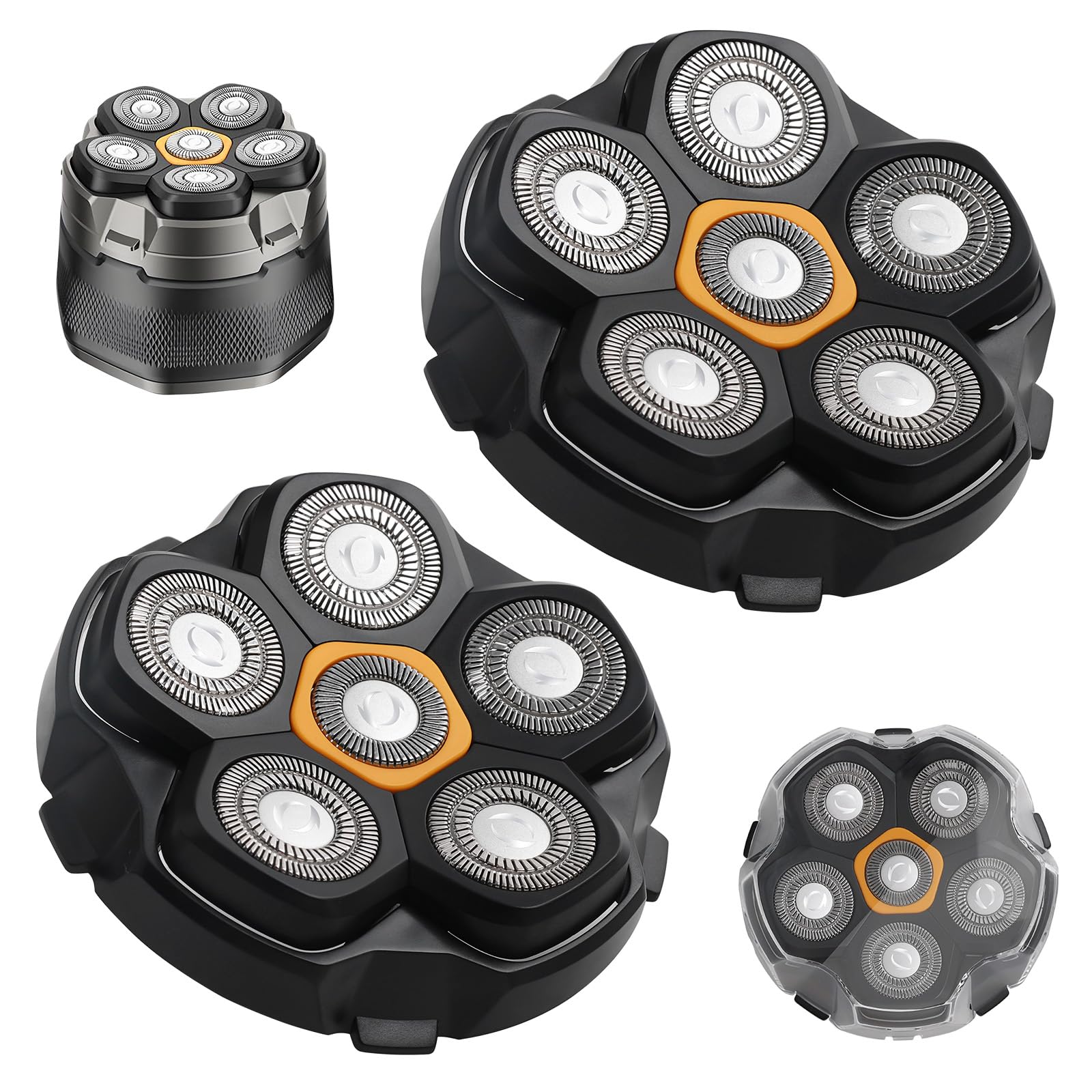 2 pcs Magnetic buckle 6 Blade head shaver Replacement heads Compatible with Wyklaus Redbreak Detona DOAO head shaver