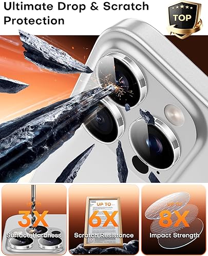 Miniatura 4 de TOCOL Protector de lente de cámara para iPhone 15 Pro Max/Protector de lente de cámara para iPhone 15 Pro de vidrio templado HD individual,