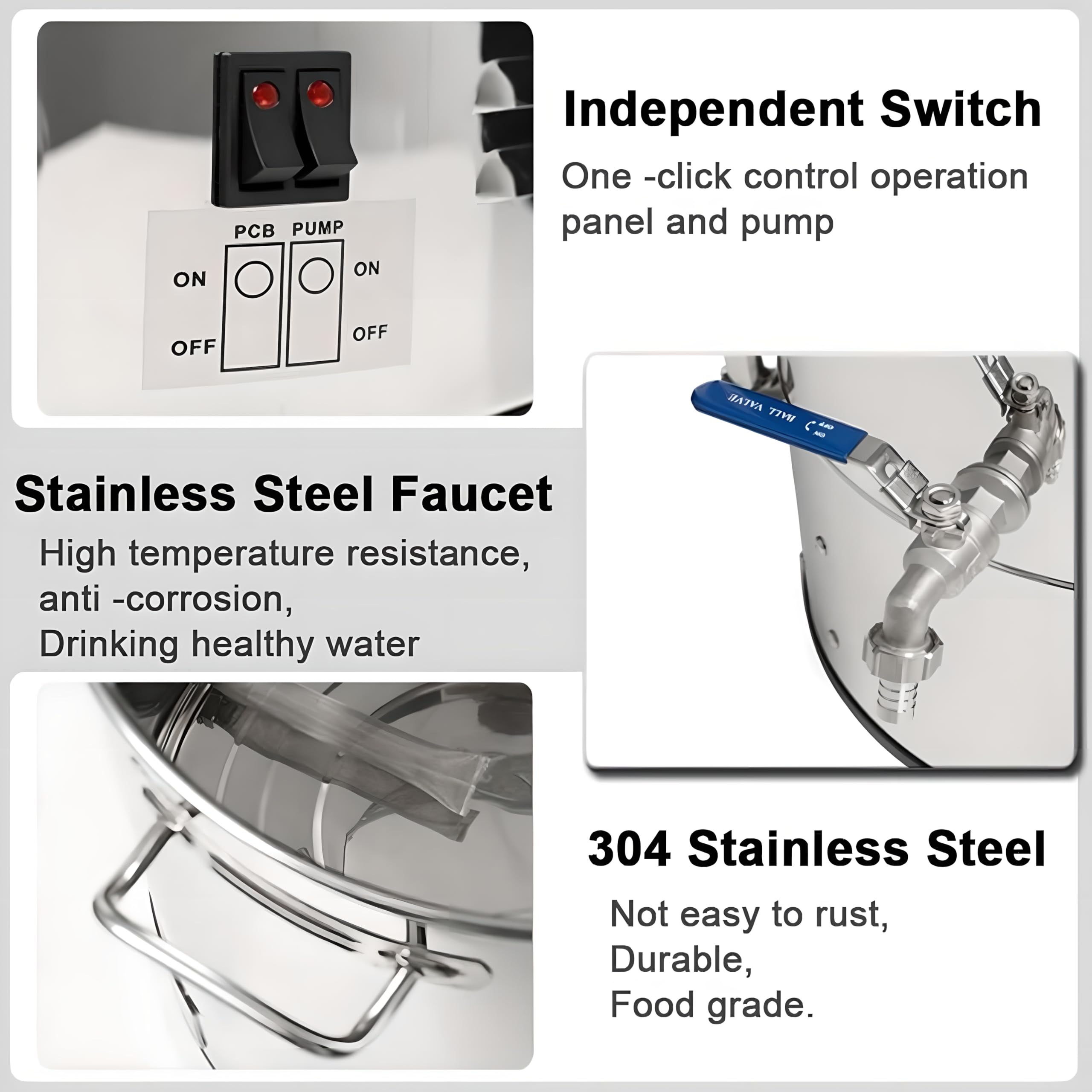 Kit automático de elaboración de cerveza con tubo de puré visualizado, calefacción de 2500 W, 7 etapas programables, capacidad de 60 litros para elaboración casera