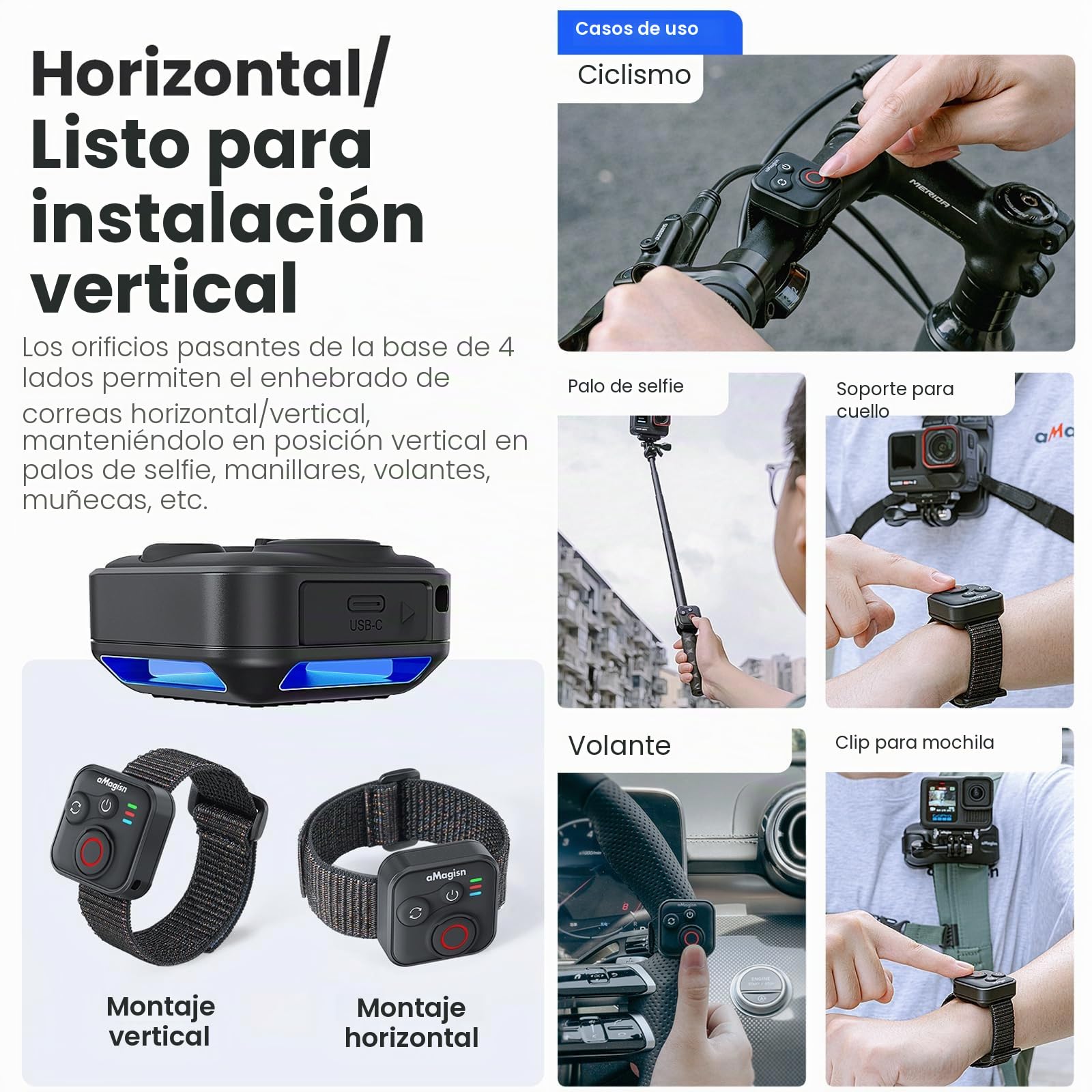 Mando a distancia Bluetooth para Insta360 Ace Pro 2 X5 ONE RS GoPro Hero 13 12, mando a distancia inalámbrico con correa de muñeca, alcance de 50 m, accesorios de cámara de acción inteligente