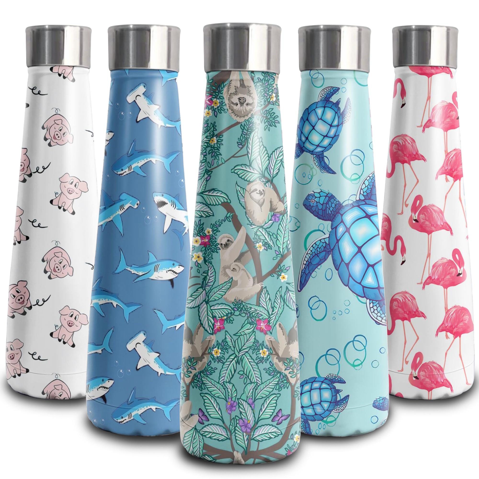 Kearscupra 16 oz Sloth Stainless Steel Water Bottle, Leak Proof Cola Shape Thermo, Insulated Sports Flask Travel Coffee Mug Cup Tumbler, Gifts for Woman Animal Lovers