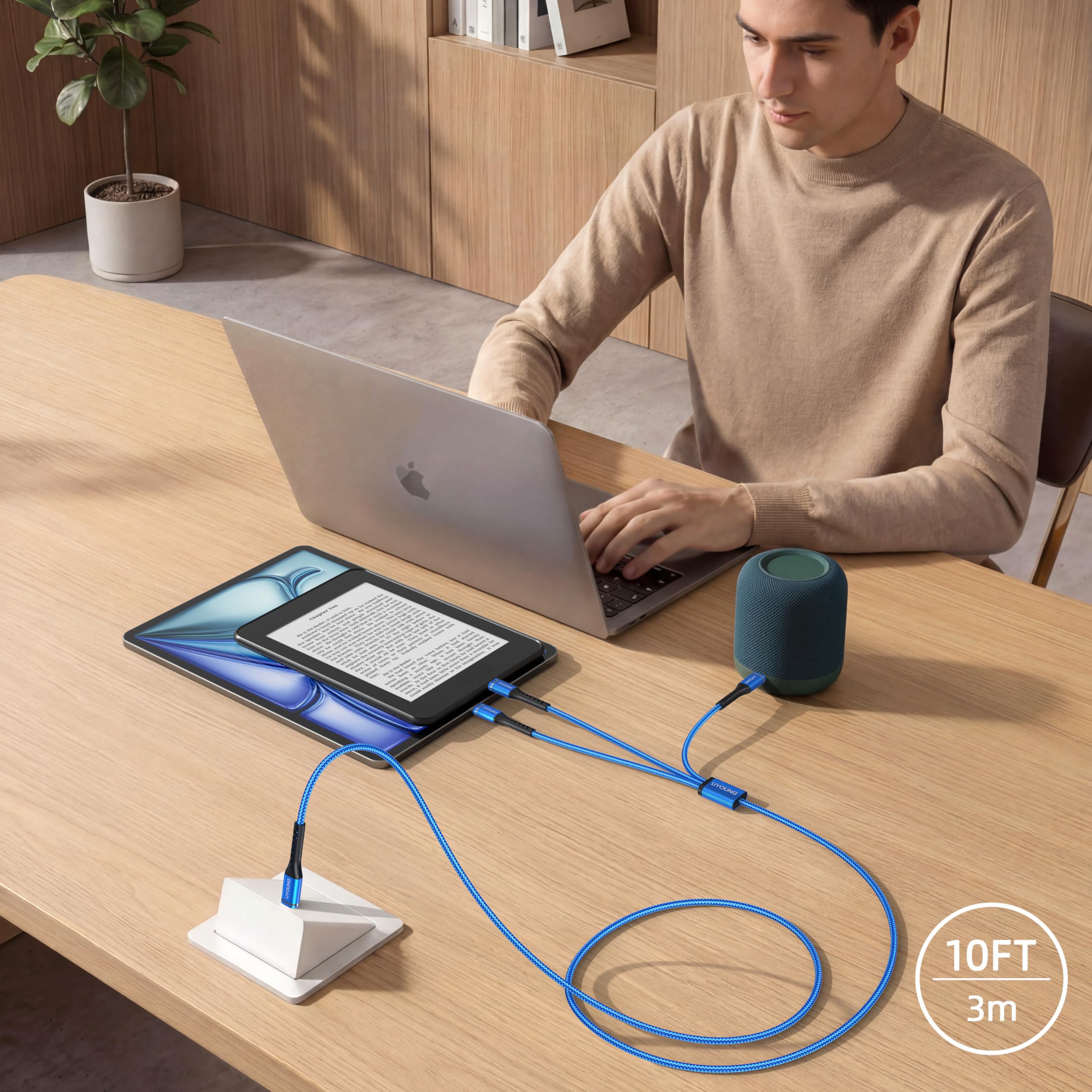 UYOUNG Cable de carga múltiple de 10 pies 3 en 1