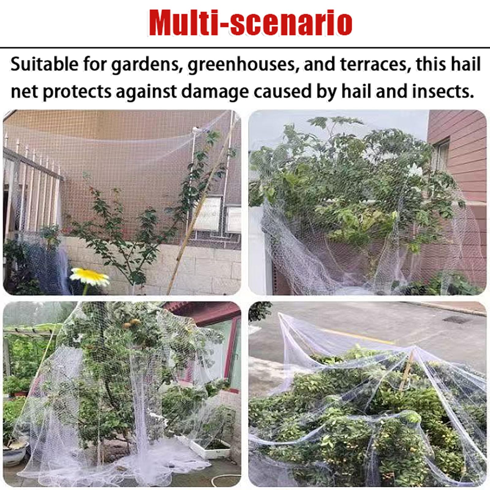Malla Antigranizo,Malla Antigranizo para Plantas De JardíN,Red Protección De Frutas Y Verduras,Malla Anti-PáJaros,Resistente Al Desgarro,Tamaño Cortable,para Huertos Y invernaderos