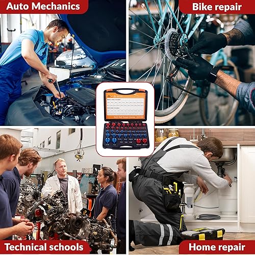 Miniatura 7 de Comprobador de roscas de tuercas y pernos  Práctica caja de comprobación de roscas  Comprobador de roscas fácil de usar estándar y métrico  Caja