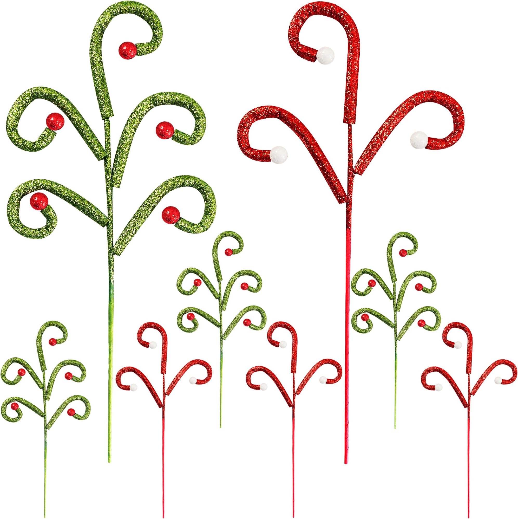 Amazon.com: Whaline 6Pcs Christmas Tree Picks Red Green Xmas Candy ...