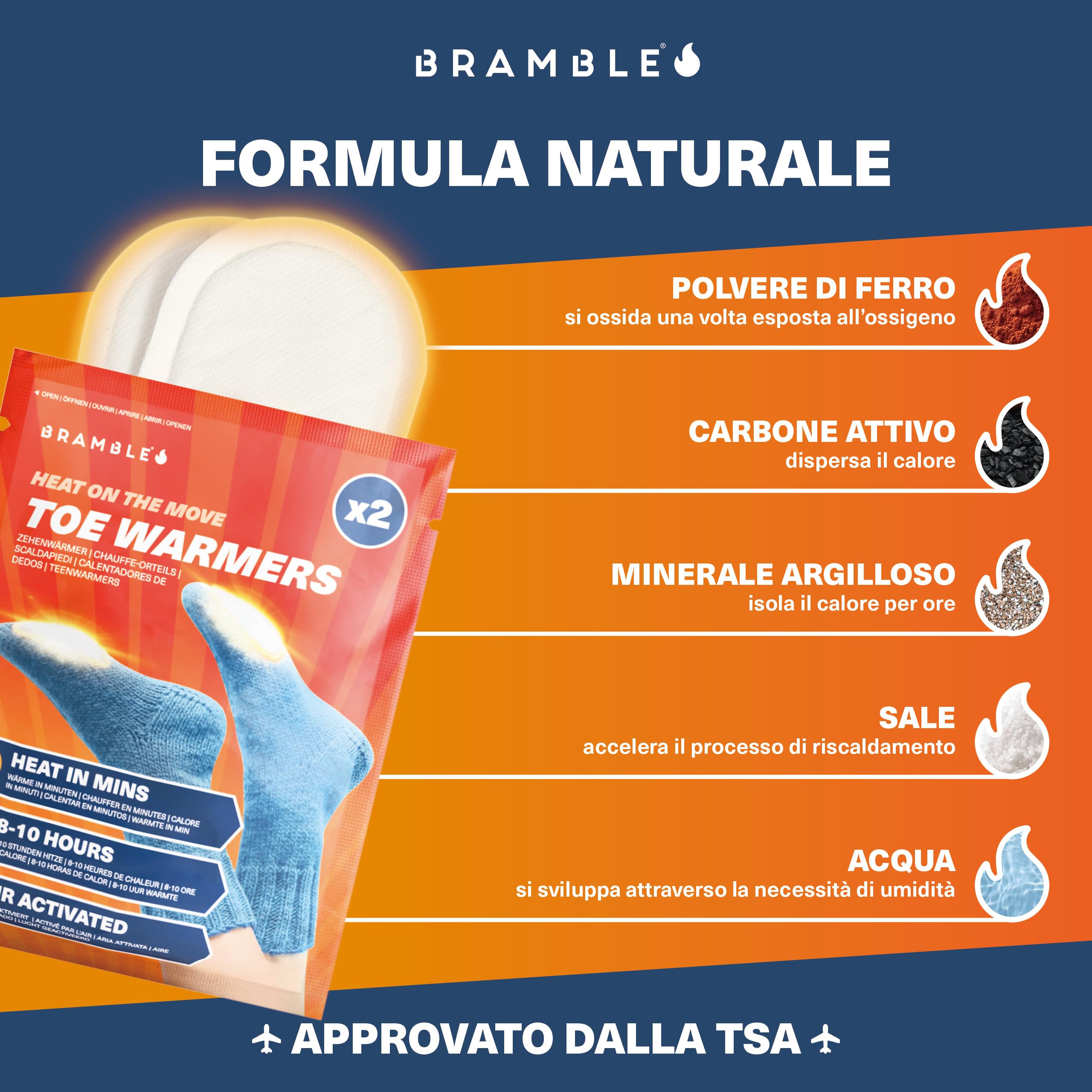 Bramble - Scaldapiedi adesivi (40 paia, 80 in totale) - Cerotti adesivi ultrasottili per scarpe e stivali - Attivati ​​dall'aria e inodori - Fino a 10 ore di calore