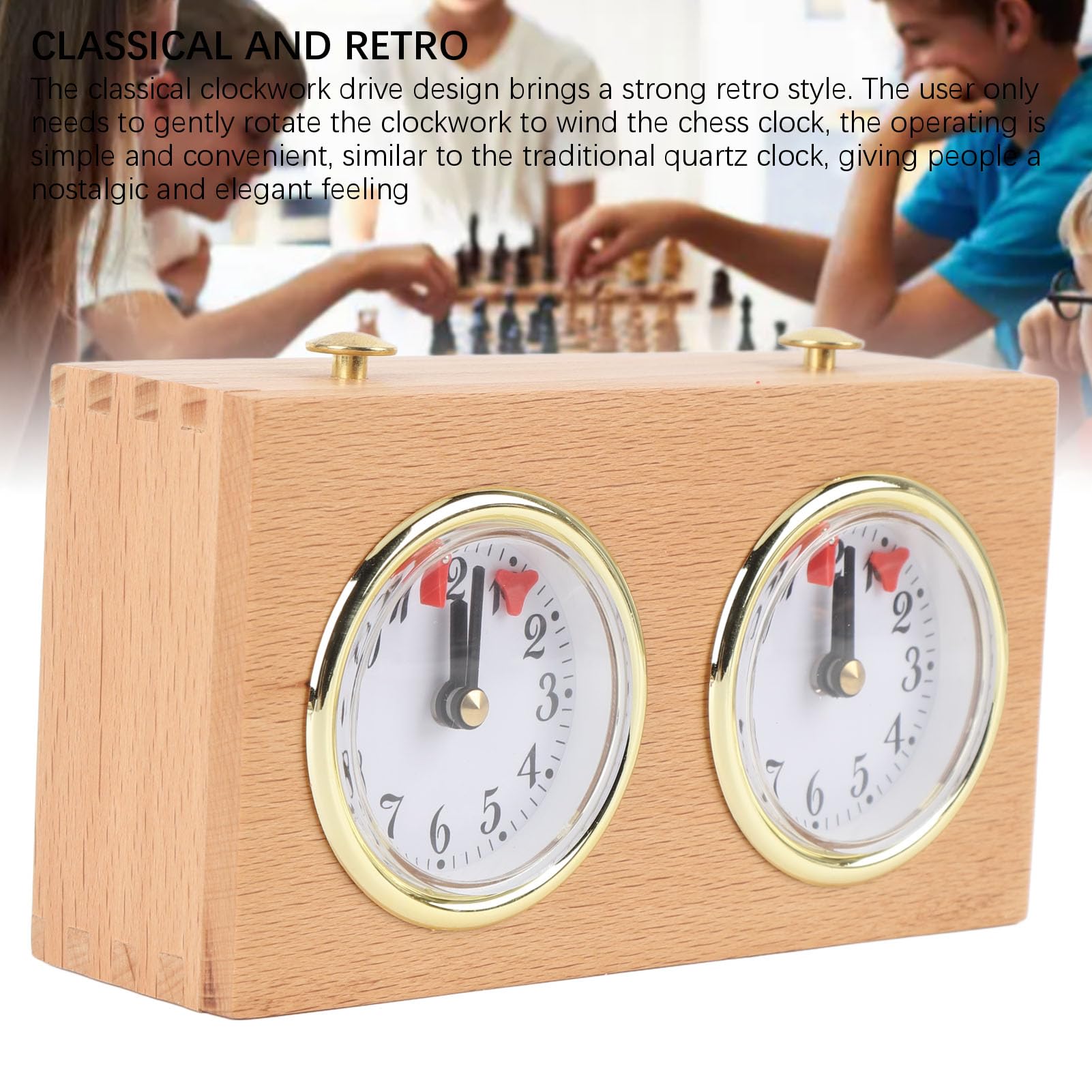 Orologio da Scacchi, Timer da Scacchi Analogico in Legno retrò con Design a Orologeria, Alta Precisione, Struttura Stabile, Strumenti di Cronometraggio da Competizione