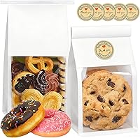 Vista 8 de Bolsas de pan de papel resistentes con bloqueo de lengüeta de estaño, 50 unidades, bolsa de pan con ventana frontal transparente, bolsa de embalaje