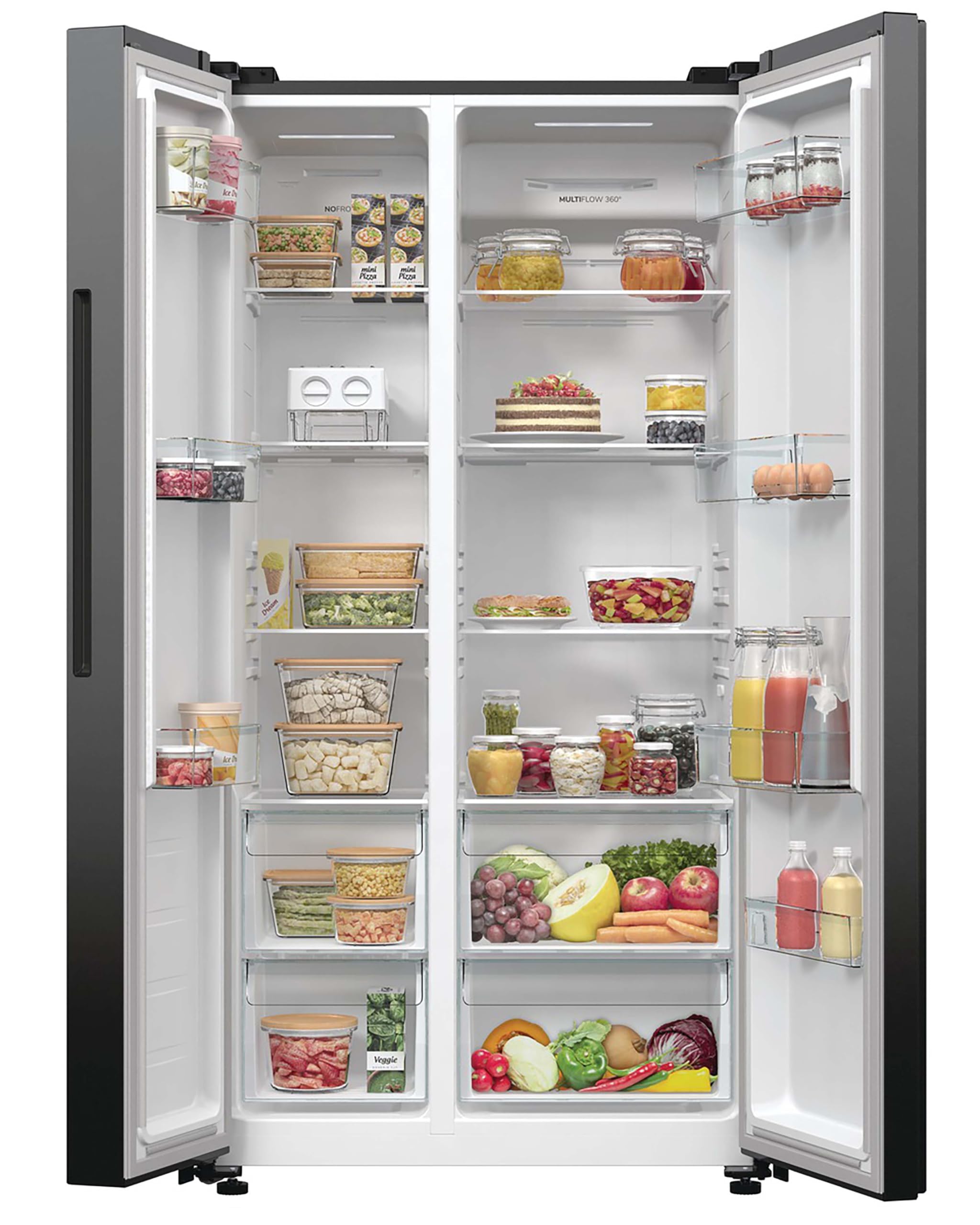 Gorenje NRR 9185 EABXL Side by Side Kühl-Gefrierkombination, Made in Europe, EEK E, NoFrostPlus, Inverter-Kompressor, Crisp Zone, ConvertActive Zone, FastFreeze, 178,6 cm, schwarz