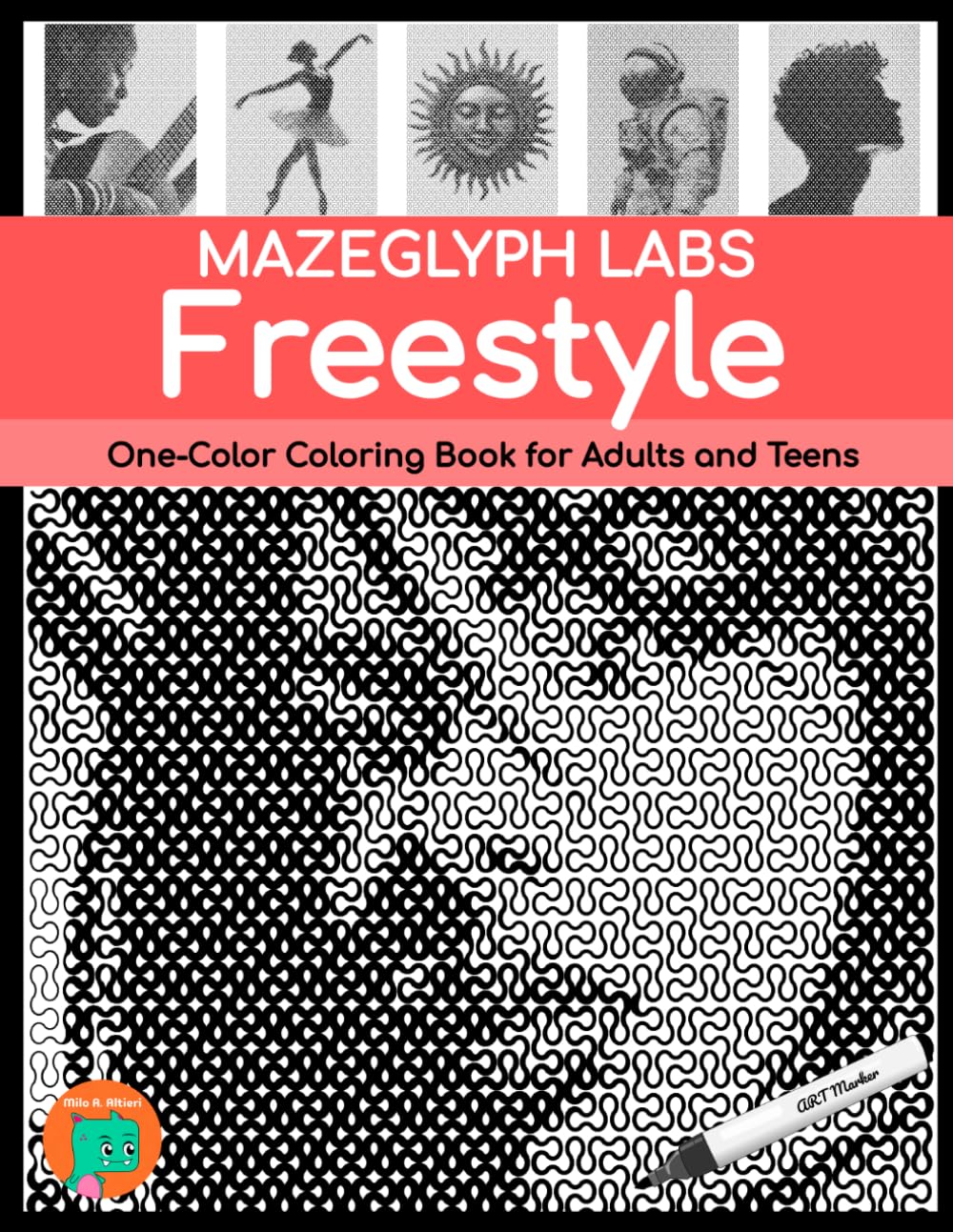 Mazeglyph Labs, Freestyle: One-Color Coloring Book for Adults and Teens