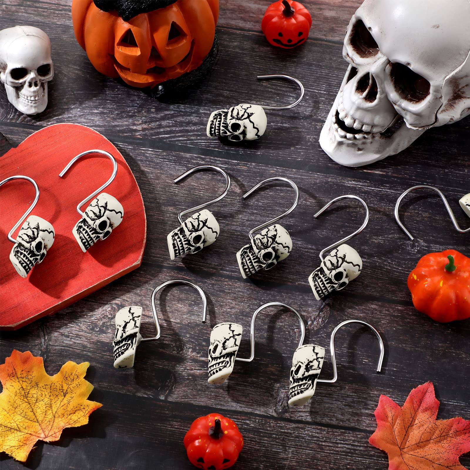 Halloween Skull Shower Hooks - Spooky Bathroom Decor -4 Halloween Skull Shower Hooks - Spooky Bathroom Decor -4