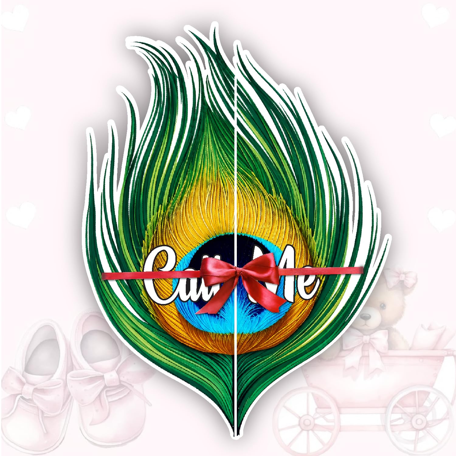 CRAFTEEZY Baby Name Revealing Board | Personalised Baby Naming Ceremony Board For Name Announcement Function 2 Layer Decor Gift (Lord Krishna In Feather)-image-21