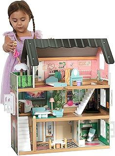 Delta Children South Beach Dollhouse - 3-Story Dollhouse with 4 Rooms - Includes 16 Accessories - Fits 5-inch Dolls - Pretend Play Dream Gift for Ages 3+