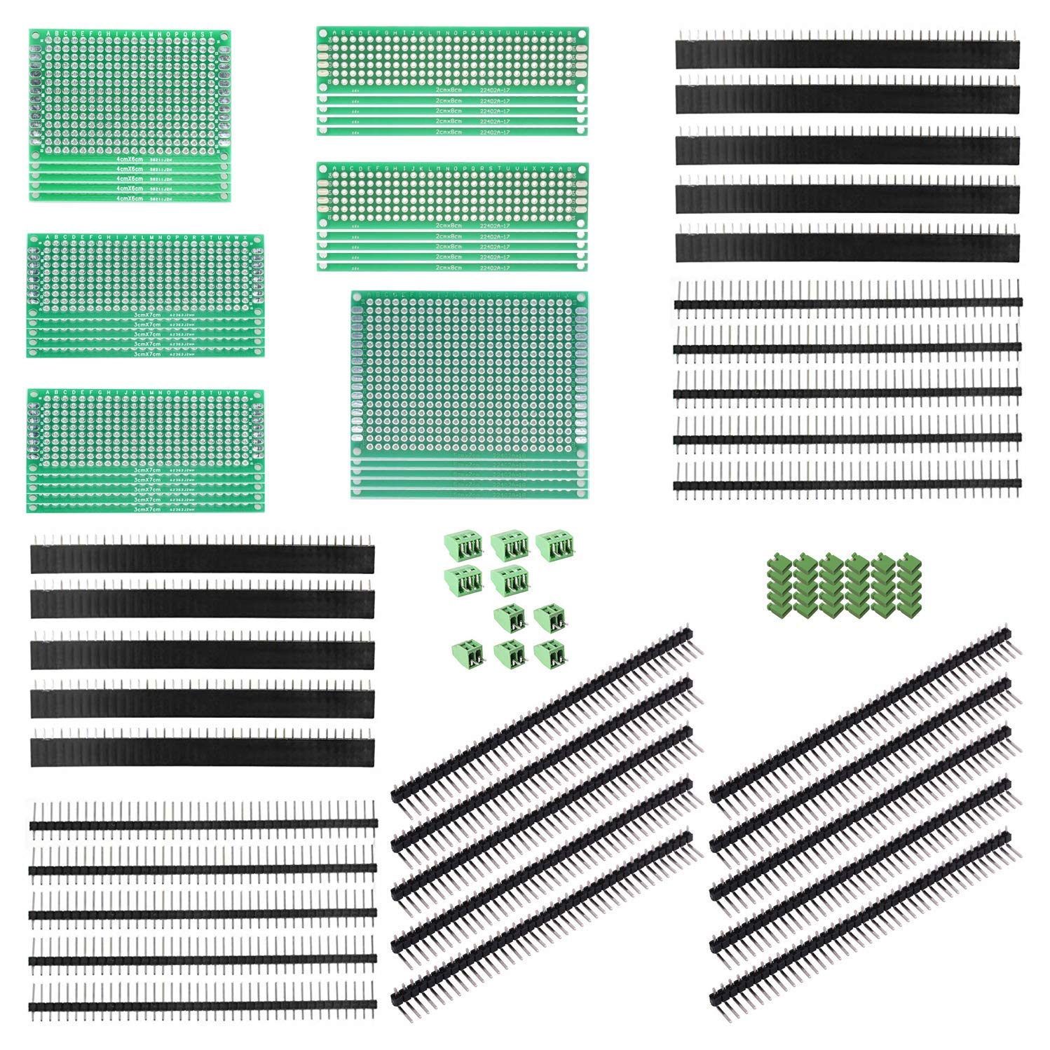 REES52 100 Pcs Double Sided PCB Board Prototype Kit for DIY Soldering Male to Male F-F Header with Printed pcb circuit board Terminal Blocks Kits (B083DZRBR4) Amazon Price History, Amazon Price Tracker