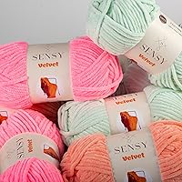 Vista 6 de Sensy - Hilo de terciopelo para ganchillo o manta de bebé, hilo de chenilla, hilo amigurumi, 3.5 onzas, 132 yardas, calibre 5, voluminoso