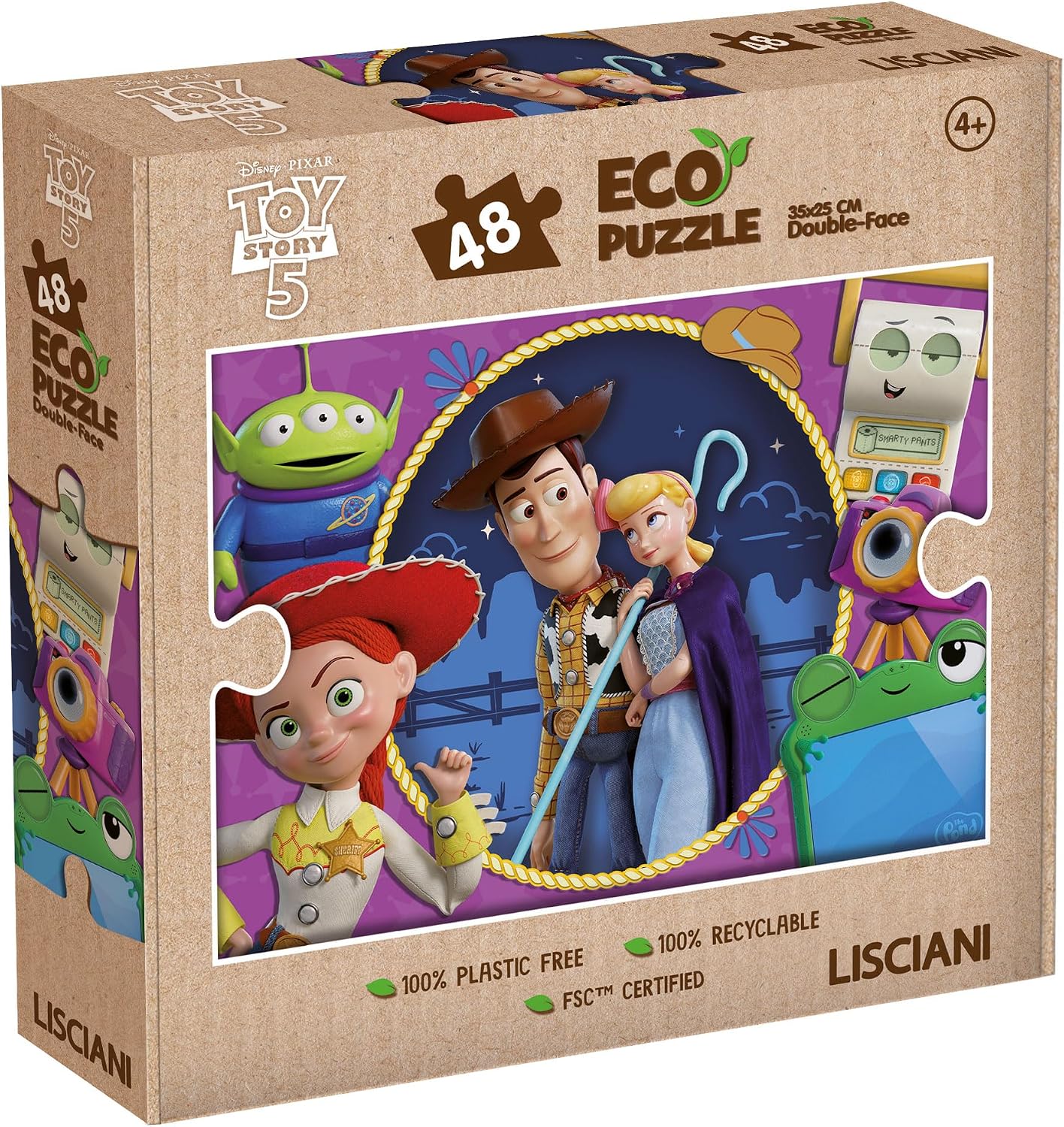 Lisciani Disney Toy Story — Mini Eco Puzzle 48 pièces double face à colorier (dès 3 ans)