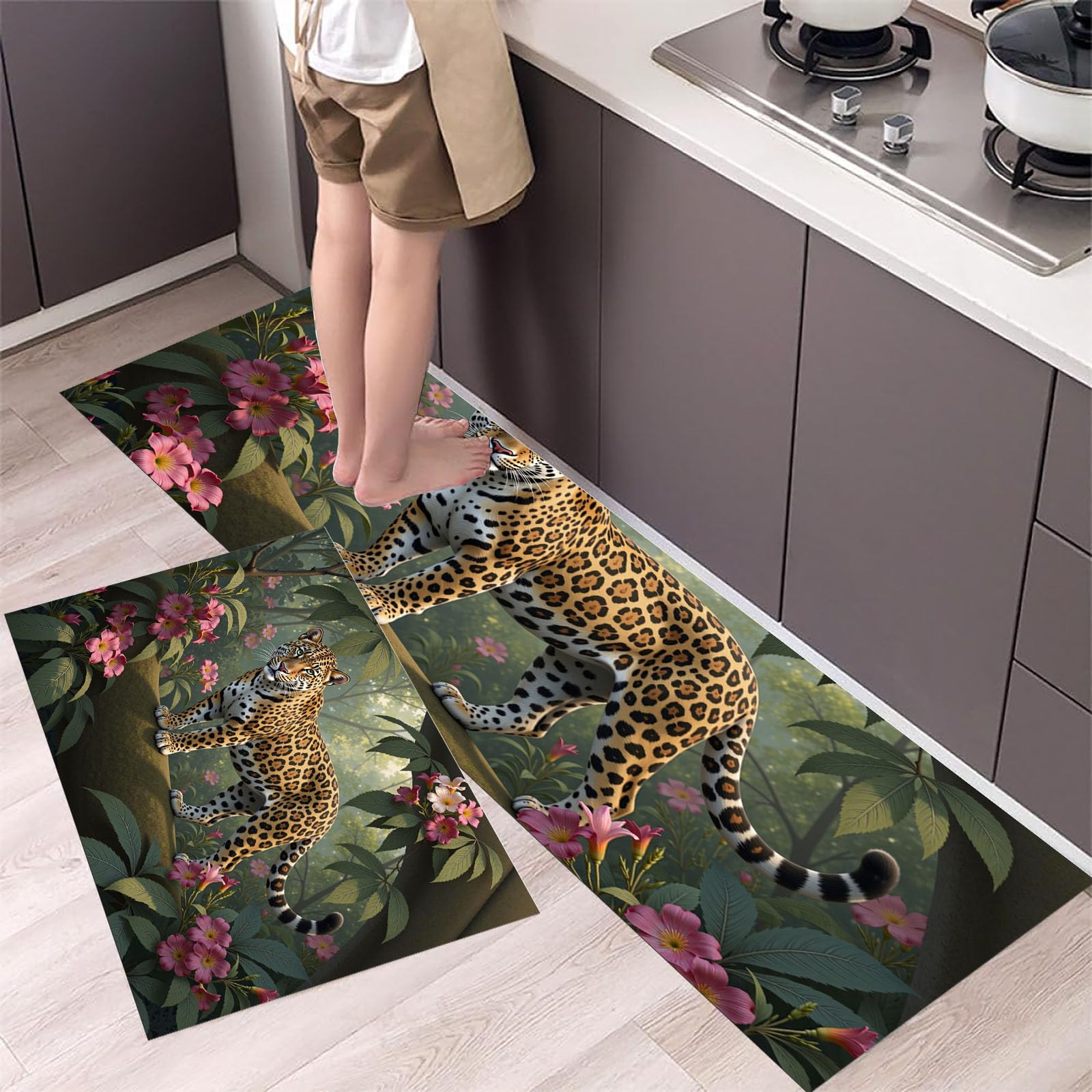Alfombra de cocina de 2 piezas para proteger zonas de paso y dar confort al cocinar