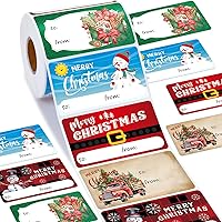 Vista 17 de Outus 500 etiquetas de Navidad, etiquetas autoadhesivas de regalo para regalos de Navidad, etiquetas de nombre de Navidad, etiquetas para papel