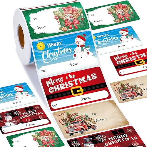 Vista 71 de Outus 500 etiquetas de Navidad, etiquetas autoadhesivas de regalo para regalos de Navidad, etiquetas de nombre de Navidad, etiquetas para papel