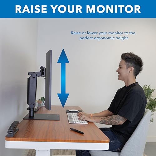 Miniatura 6 de Mount-It! Brazo de monitor doble independiente de 17 a 32 pulgadas, altura ajustable, soporte de monitor de resorte ajustable de tensión para 2