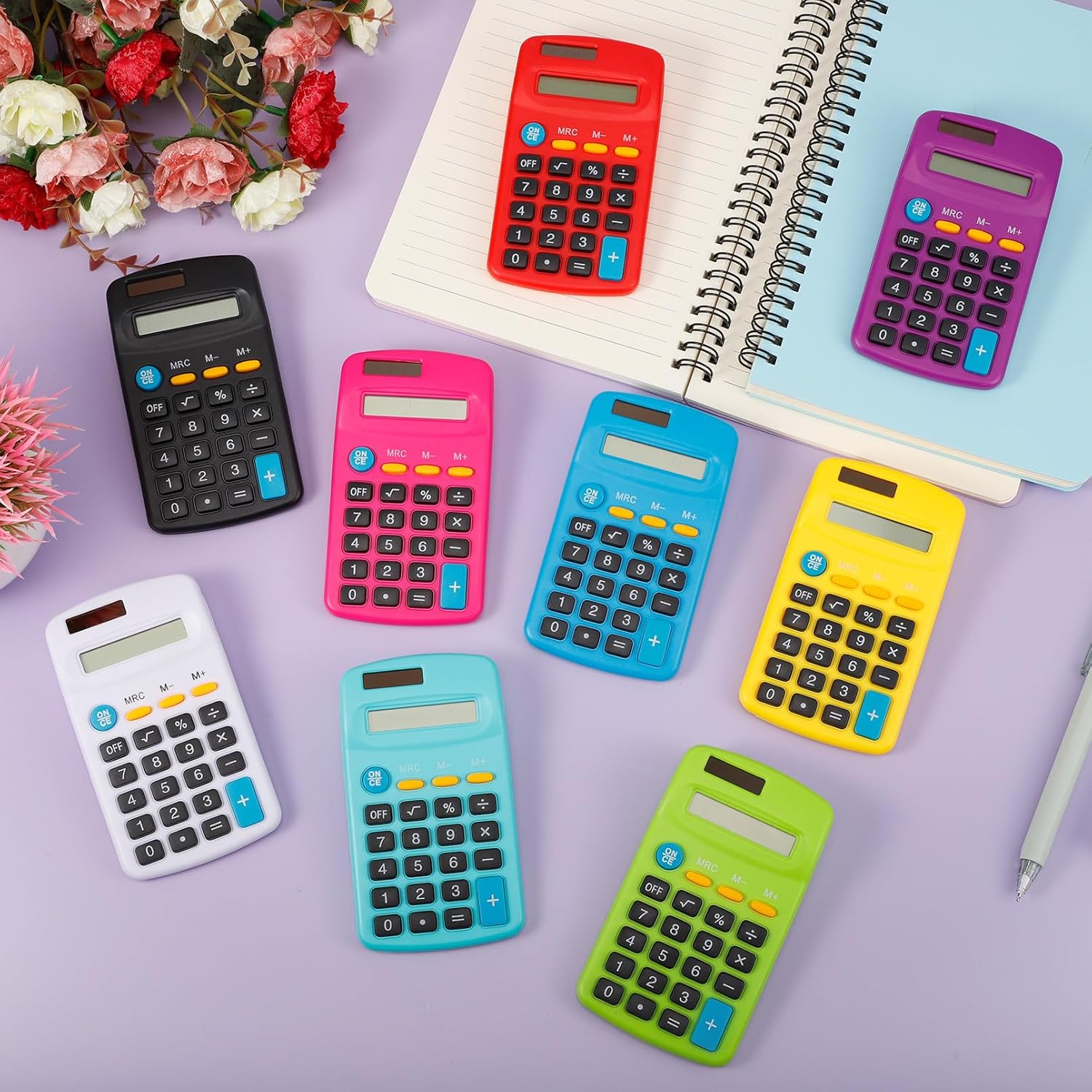 36 Pcs Pocket Calculator,Pocket Size Calculator,8 Digit Display Solar Battery Dual Power Desktop Calculators for Students Kids Home Office(9 Colors)