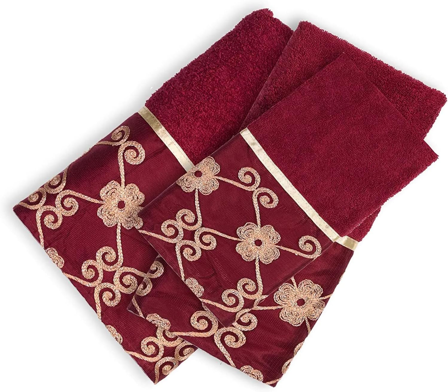 Zahari Home Elegant Rose Classic Bathroom Towel Set 3 Piece