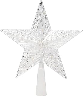 The Christmas Workshop 18cm LED Star Tree Toppers | 17 Warm White/Bright White LED Lights | Christmas Tree Decorations | Timer Functionality | Battery Operated (Bright White)