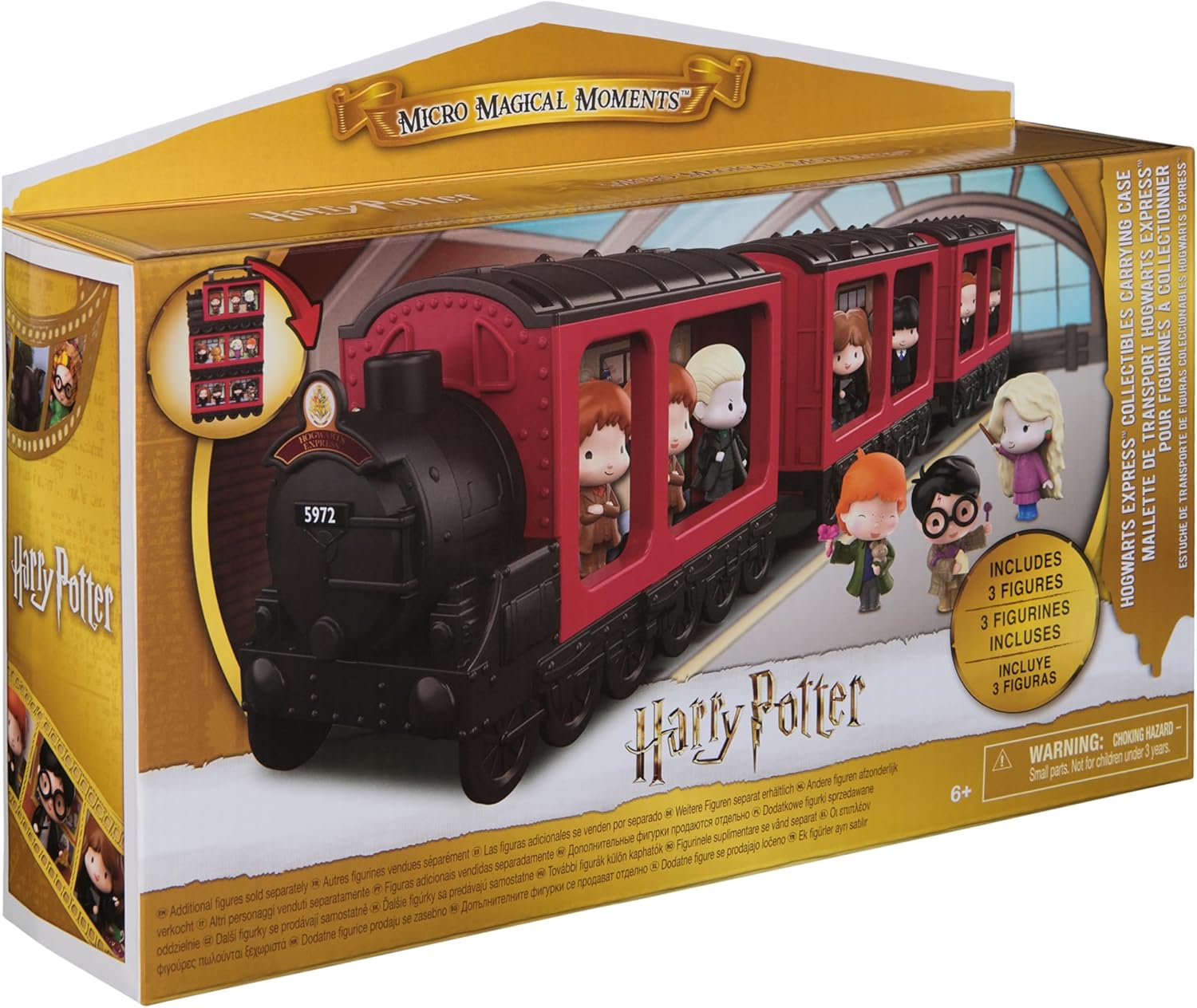 Wizarding World Harry Potter, Micro Magical Moments Hogwarts Express Collectibles Display & Carrying Case with 3 Figures, Kids Toys for Ages 6 and up
