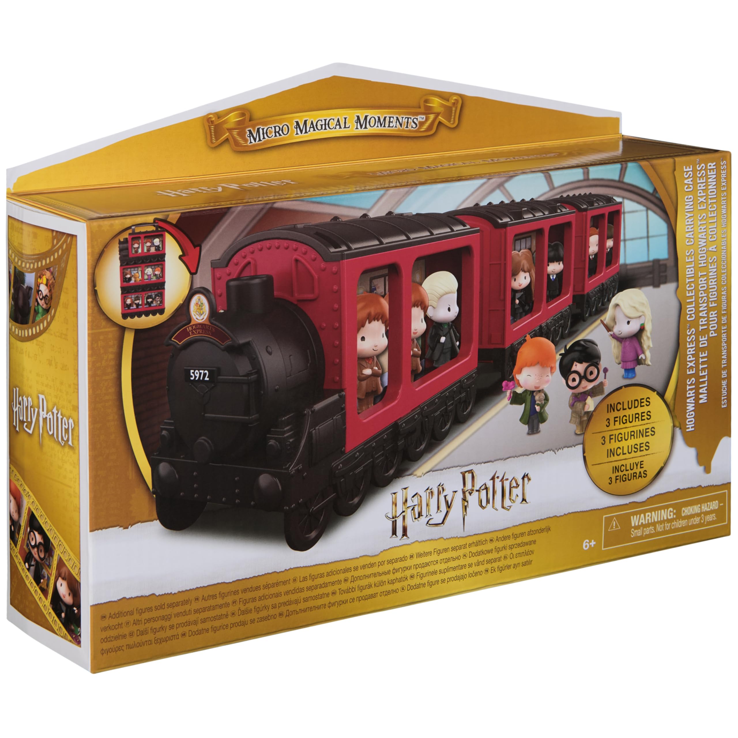Wizarding World Harry Potter – Hogwarts Express Momenti Magici S5-3 Bambole Figure articolate con 3 carri, personaggio Harry Potter – Giocare ed esporre – Giocattolo per bambini 6 anni e +
