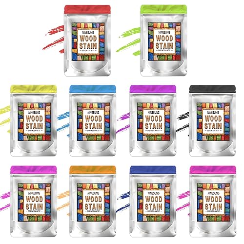 Ninesung Wood Stain Powder, 10 Colors/Set, Wood Dye Powder, Colored
