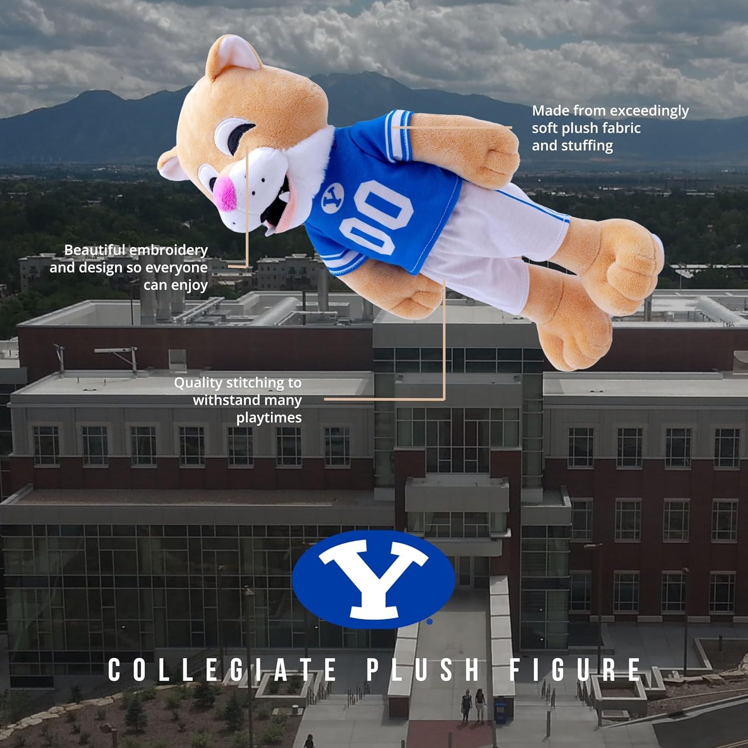 Plushible 14" Brigham Young University Cosmo Mascot Plush Figure Toy - College Football Plush Doll, Soft Stuffed Toy for Kids & Adults, Surface Washable Ragdoll, Ideal for Toddlers & All Ages