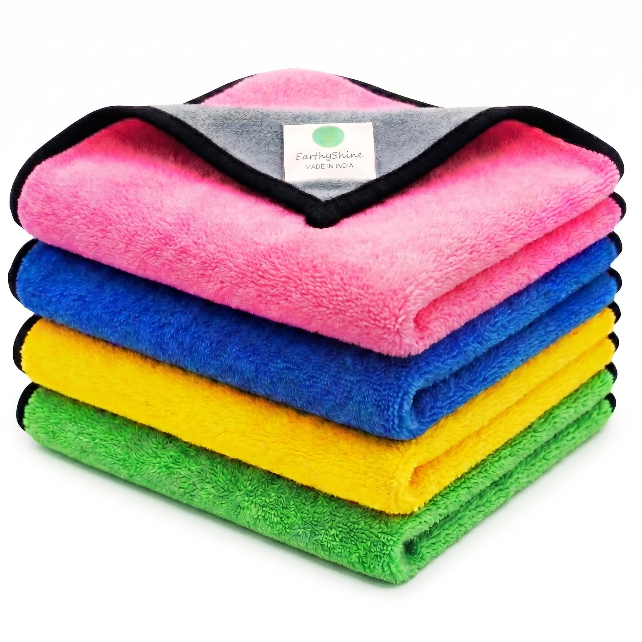 EarthyShine Premium 600 GSM Microfiber Car & Bike Cleaning Cloth – Extra Thick, Dual-Sided Towel for Detailing, Washing,