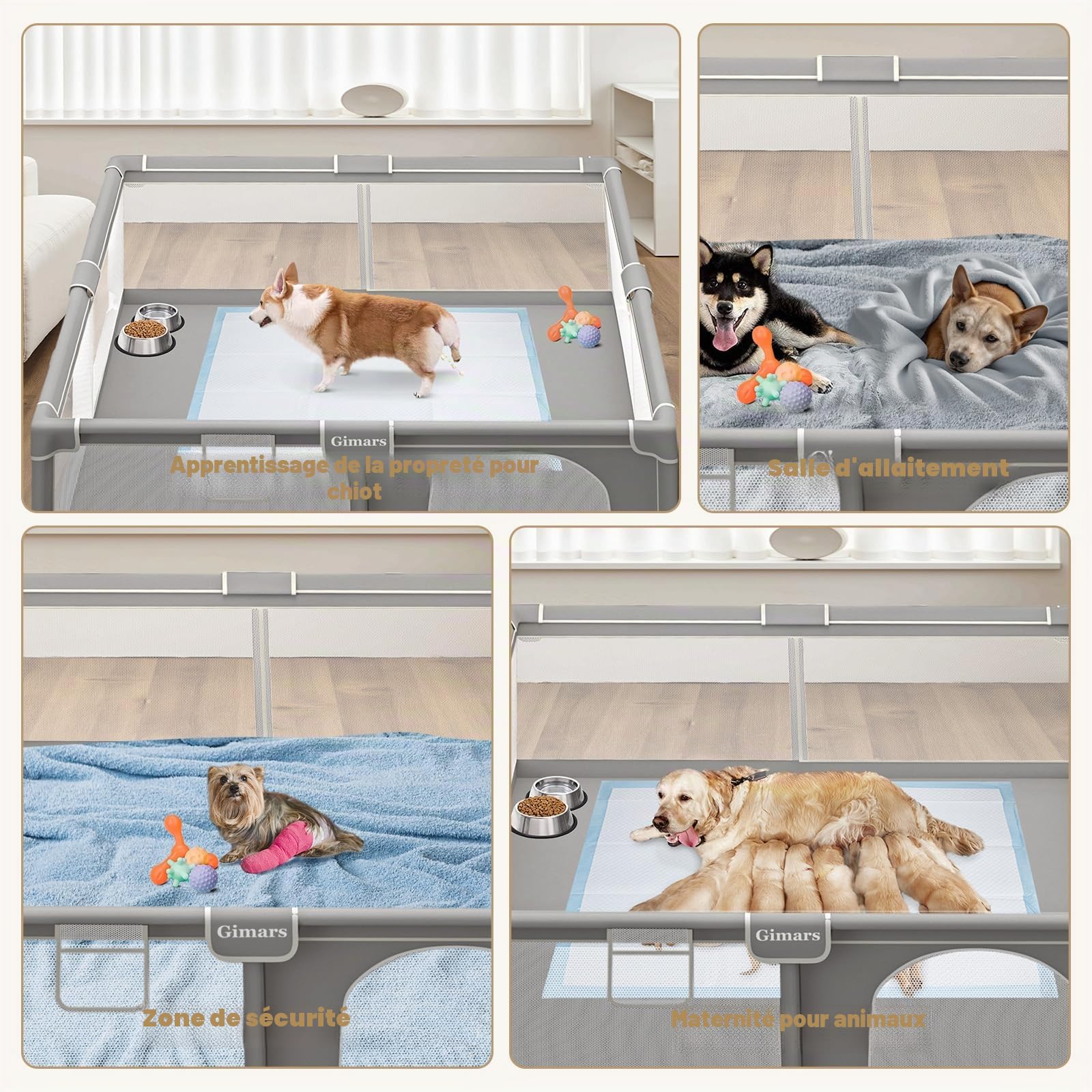 Parc pour Chiot 180 x 150 x 66 cm avec Porte, Parc pour Chiots ou Petits Chiens, Enclos de Sécurité Robuste pour Animaux,Tissu Épaissi,Maille en Nylon Haute Résistance,Intérieur & Extérieur,Lavabl