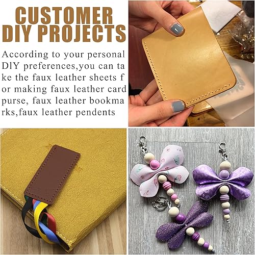 Miniatura 7 de 16 piezas de 8 x 6 pulgadas, serie rosa y rosa bebé, hojas de tela de piel sintética, incluyen Litchi metálico, purpurina fina y gruesa,