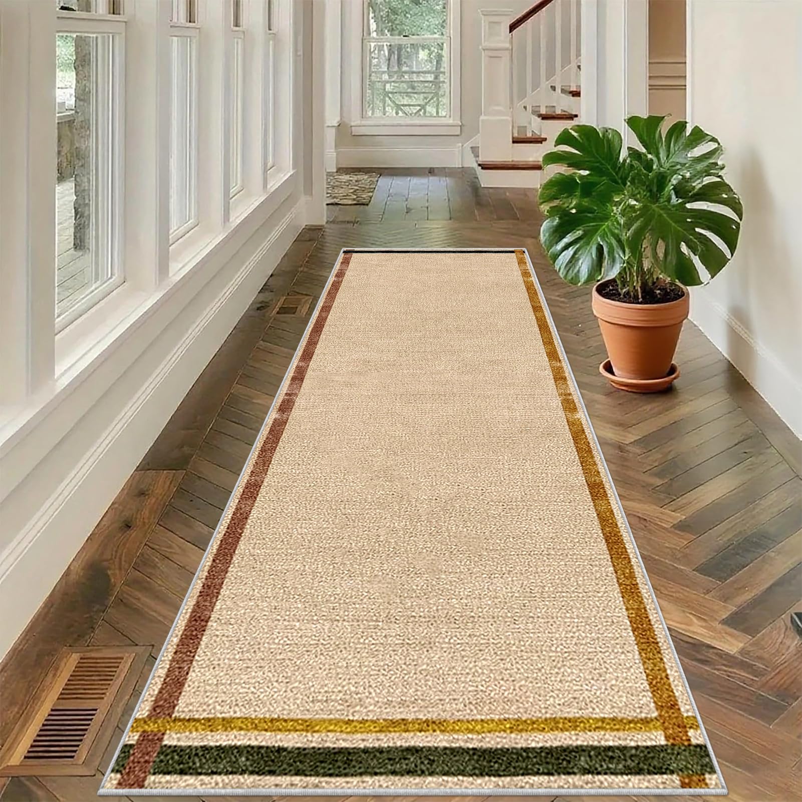Tehocwiz Carpet Runners for Hallways, Non Slip Kitchen Runner 80 x 380 cm Long Corridor Runner Rug, Absorbent Narrow Rugs, Machine Washable Hallway Hall Runner for Kitchen, Entryway, Laundry